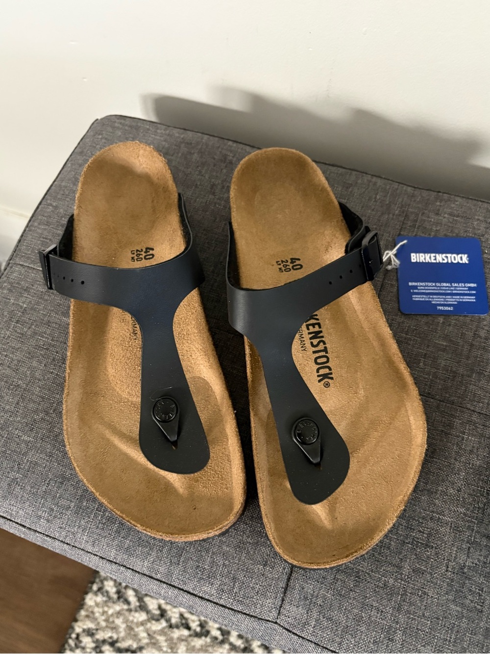 Birkenstock black Blue Thong Sandal with Buckle